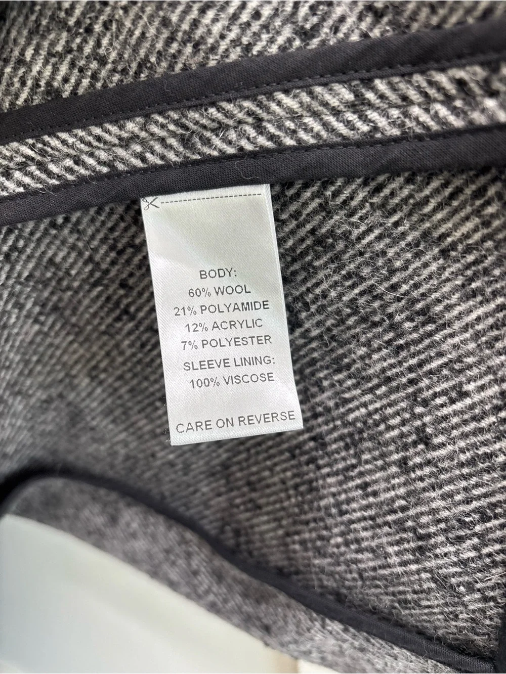 Billy Reid Lancaster Coat men’s small  gray black wool blend made in Italy